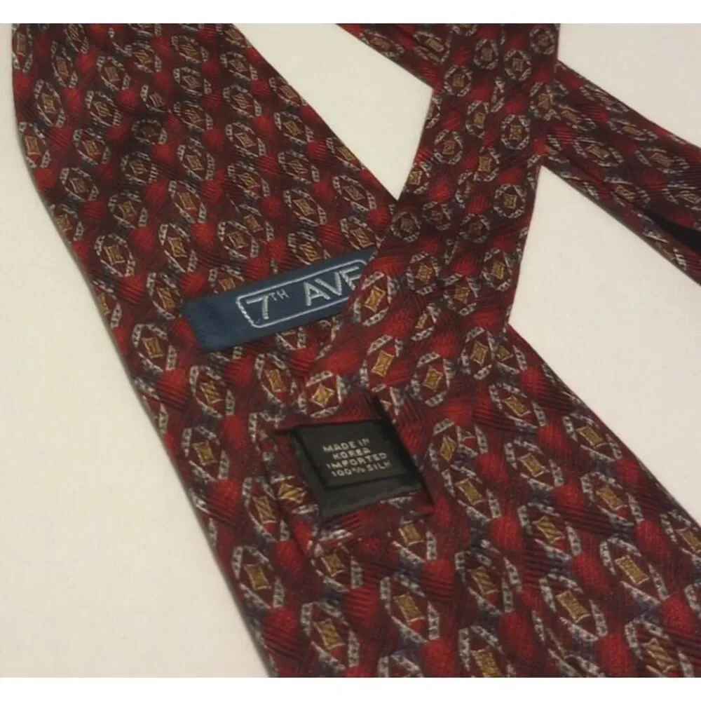 7th AVE 100% Silk Made in Korea Men's Neck Tie 60 inches long
